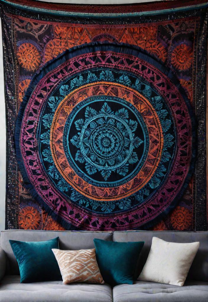 21 Inspirational Boho Living Room Ideas for 2024 13 10. Bold Boho Accent Wall-0
