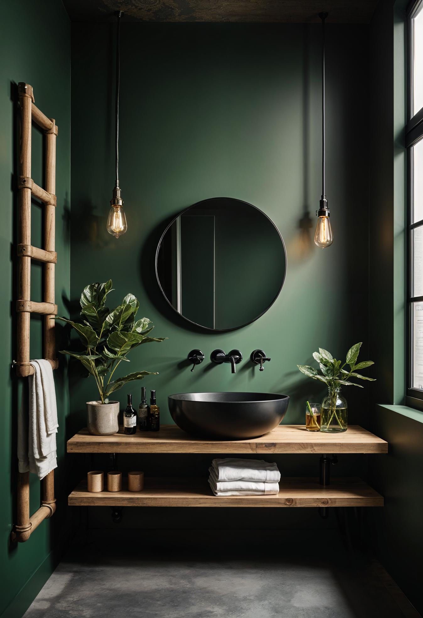 27 wunderschöne grüne Badezimmerideen für einen frischen Look 15 9. Fett industrielles grünes Badezimmerdesign-0