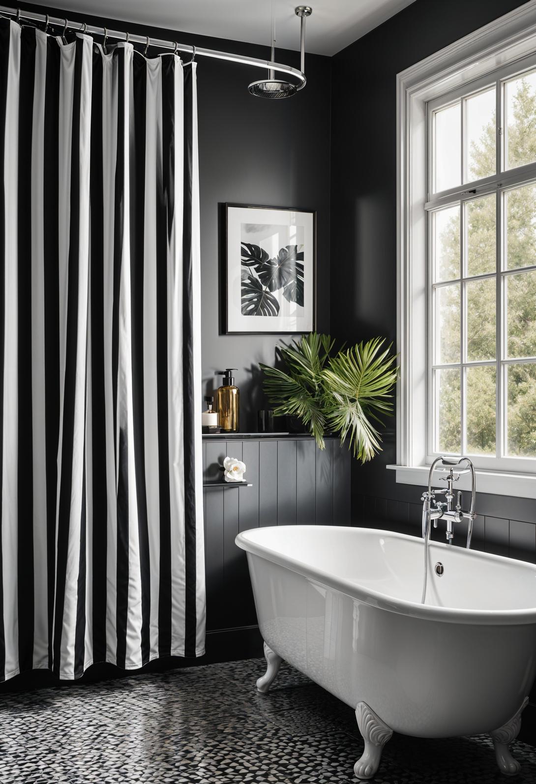 19 breathtaking black and white bathroom designs that you inspire 23 18. Fat striped shower curtain ideas-0