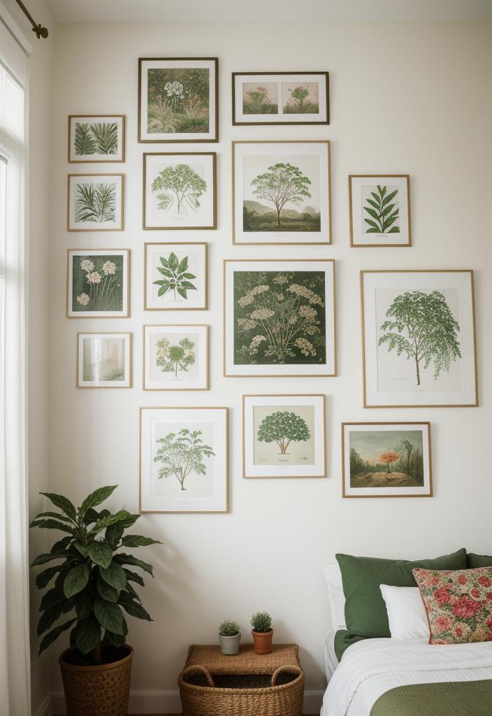 36 Earthy Bedroom Ideas for a Serene Space 29 15. Botanical Print Gallery Wall-0