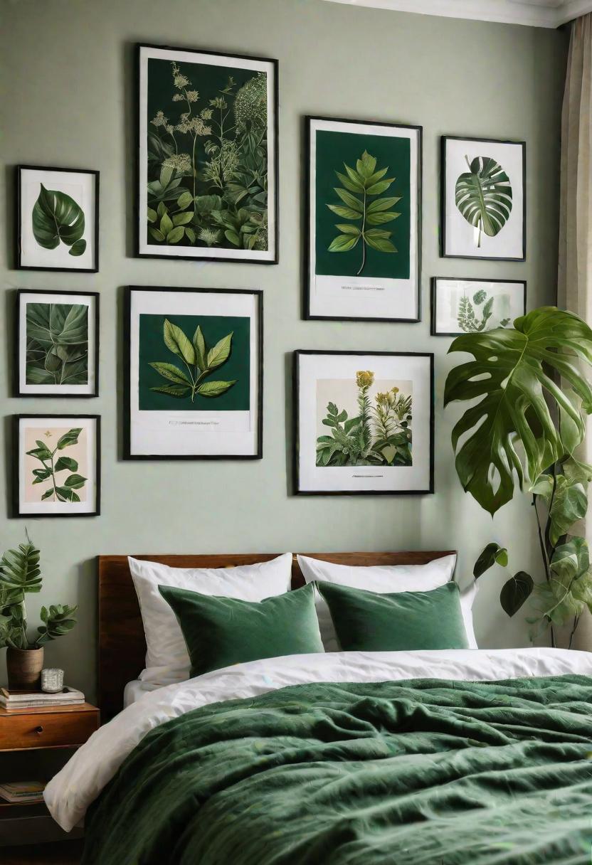 36 Earthy Bedroom Ideas for a Serene Space 30 15. Botanical Print Gallery Wall-1