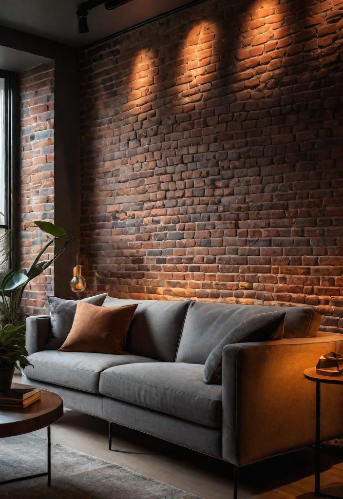 40 Breathtaking accent walls in living room Ideas 5 3. Brick Wall with Backlighting-0