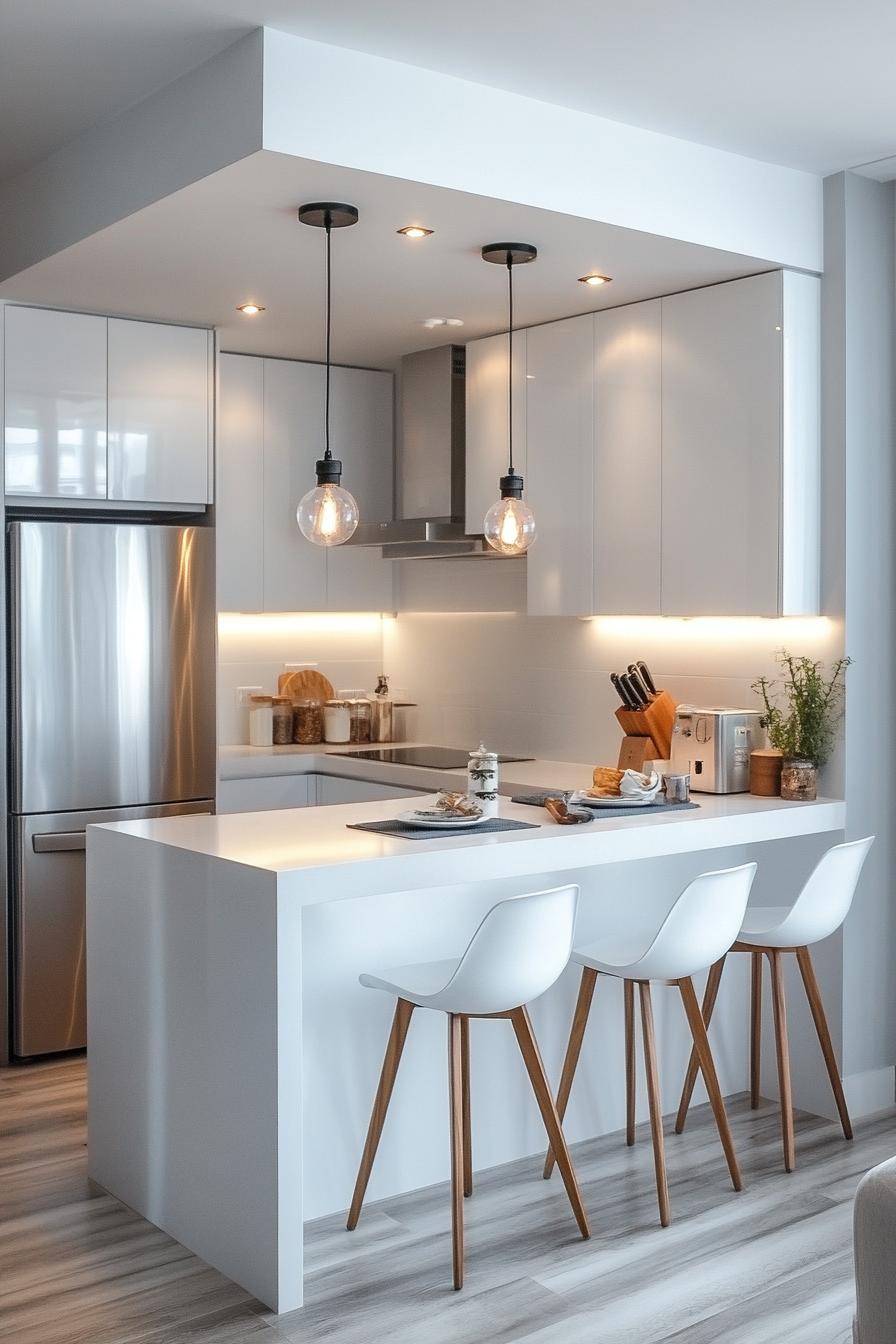 20 Genius tiny kitchen ideas for small apartments 59 19. Luminous white cupboards for small kitchen 0