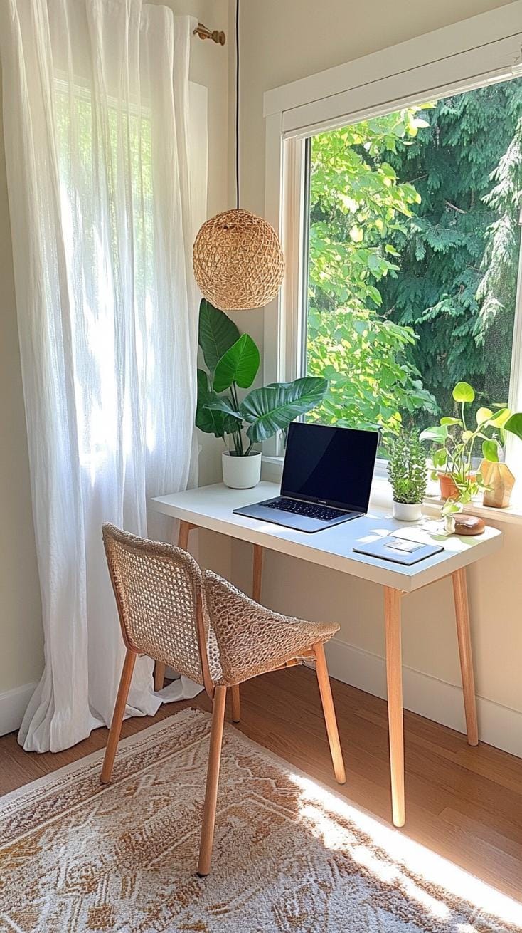 31 Home Office Ideas to Upgrade Your Work From Home Setup 34 11. Bright office by the window with natural light-1
