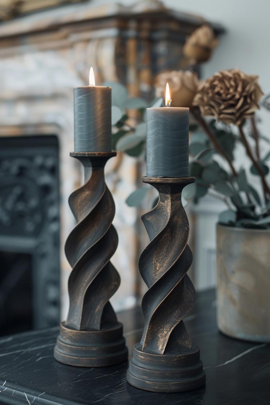 15 trendy, moody neutral living room designs to inspire 3 3 1. Bronze candle holder for ambience-0