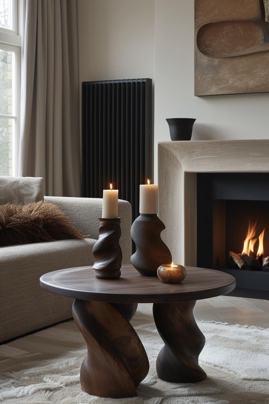 15 trendy, moody, neutral living room designs to inspire 4 1. Bronze candle holder for ambience-1