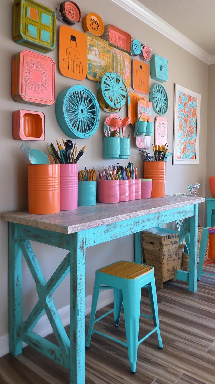 31 Home Office Ideas to Upgrade Your Work From Home Setup 77 28. Budget-friendly workspace with DIY desk and crates-1