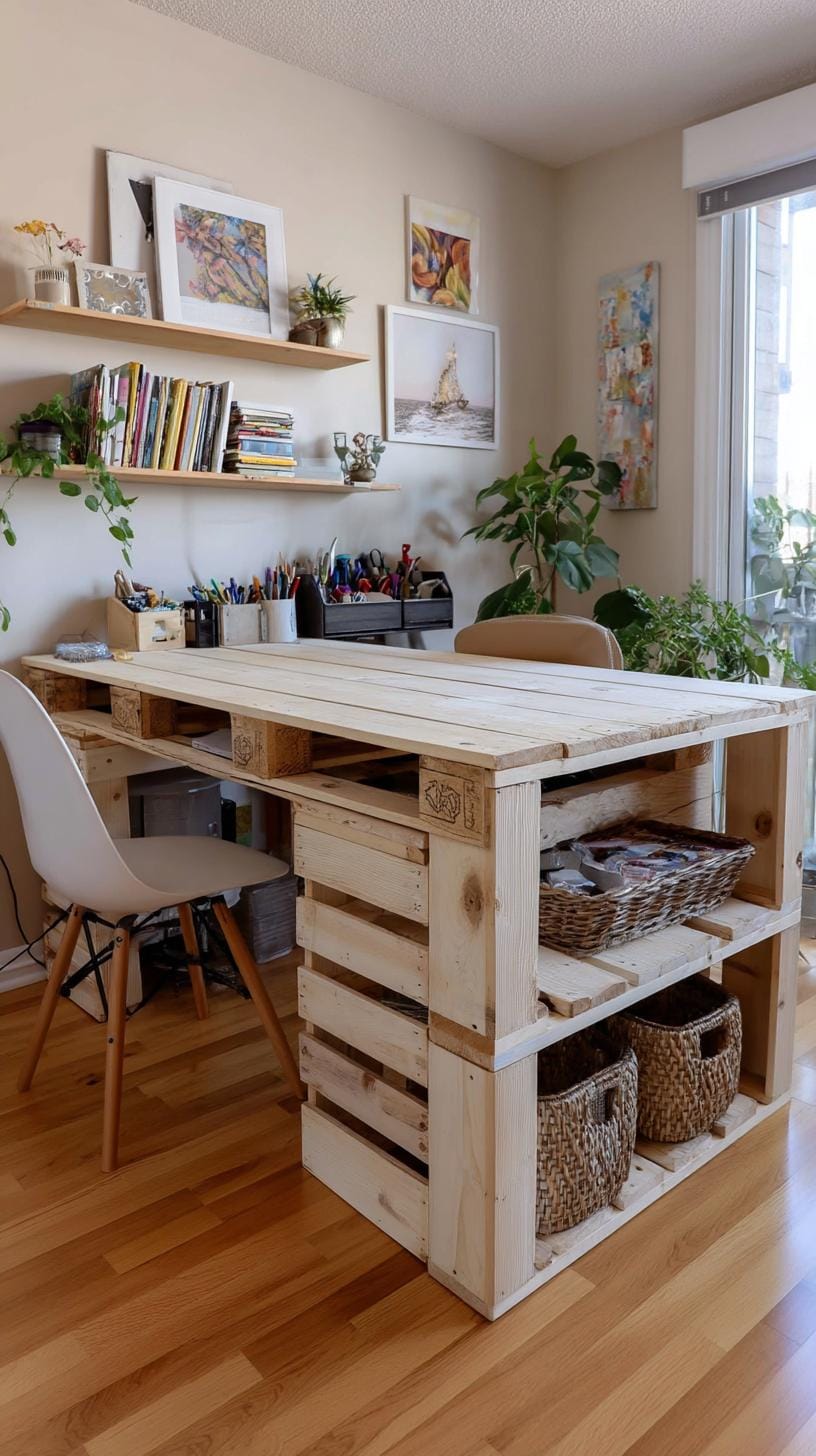 31 Home Office Ideas to Upgrade Your Work From Home Setup 79 28. Budget-friendly workspace with DIY desk and crates-3