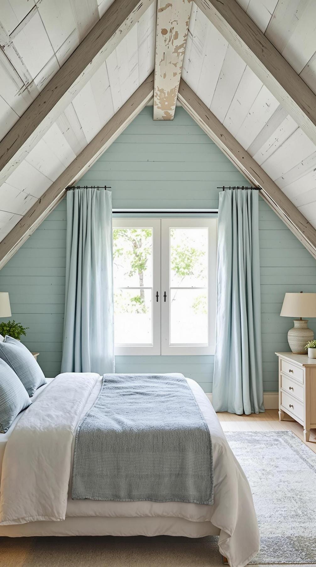 21 sweet attic bedroom ideas that you will love 10 3. Build a relaxing coastal house with soft blue and green with weathered wooden accents-1
