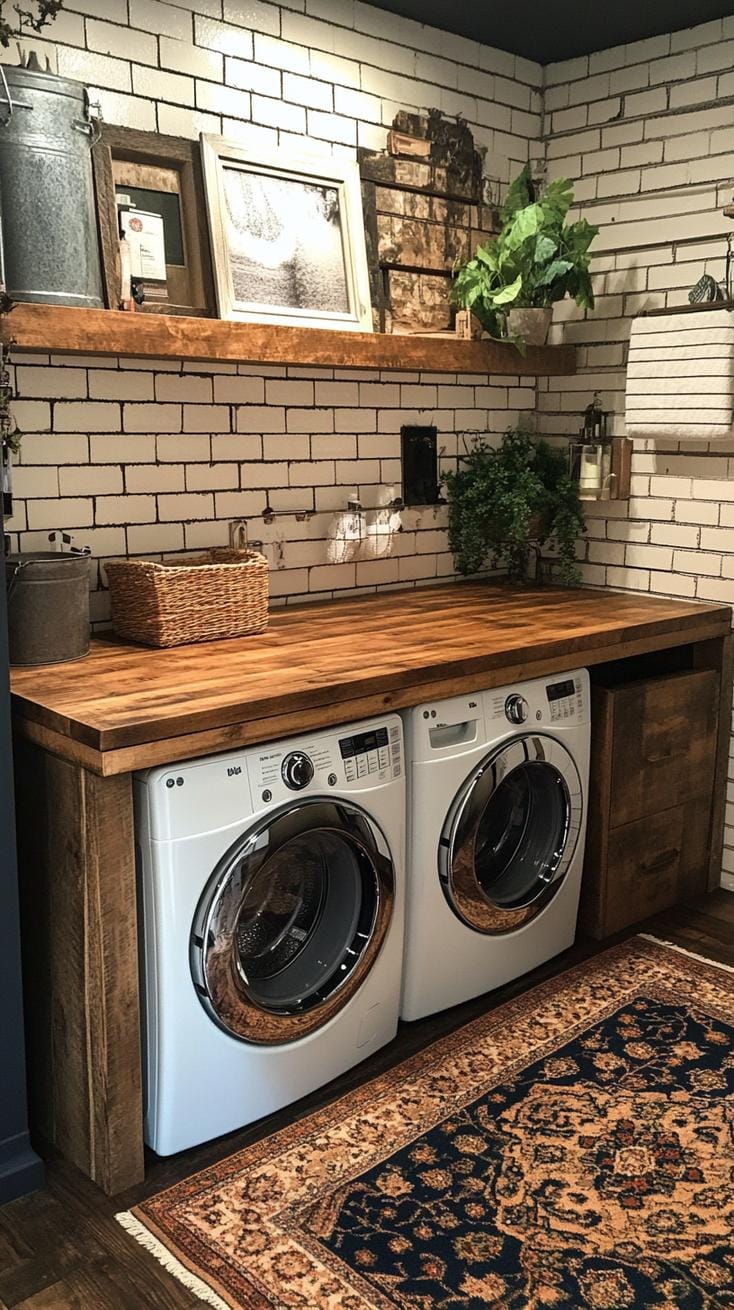 20 Genius Tiny laundry kitchen Ideas: Organization & Stacked Design 11 4. Metzger block worktop via front loading machines in Alkove-1