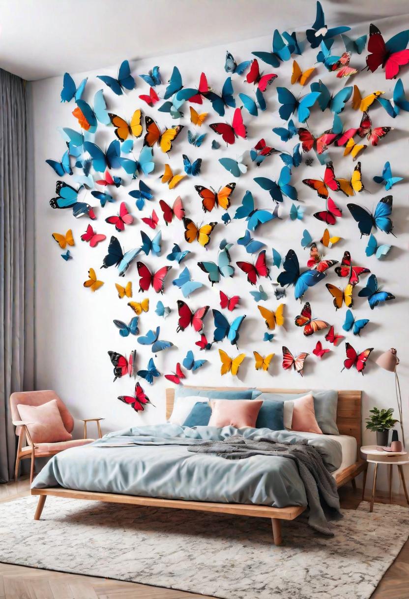 61 Inspiring Bedroom Wall Decor Ideas: Transform Your Space into a Dreamy Retreat 9 7. Butterfly Wall Art-0