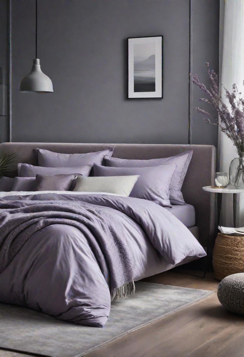 47 Stunning Grey Bedroom Ideas for An Elegant Bedroom Design 28 26. Calming Grey Lavender Bedroom-0