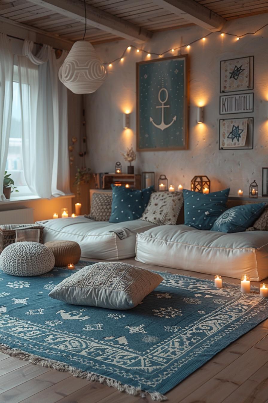 23 Trendy Boho Coastal Bedroom Ideas that you will love 56 20. Casual Coastal Floor Pushions-1
