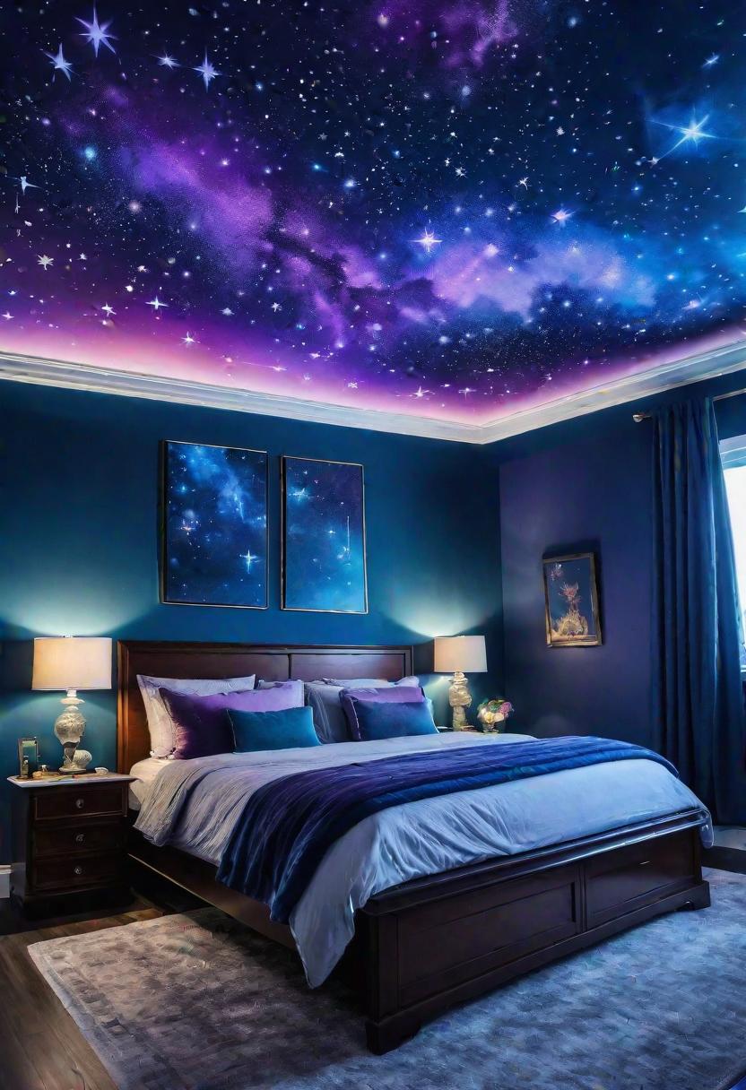 39 Dreamy Bedroom Decor Ideas (New) 5 3. Celestial Bedroom Ceiling Mural-0