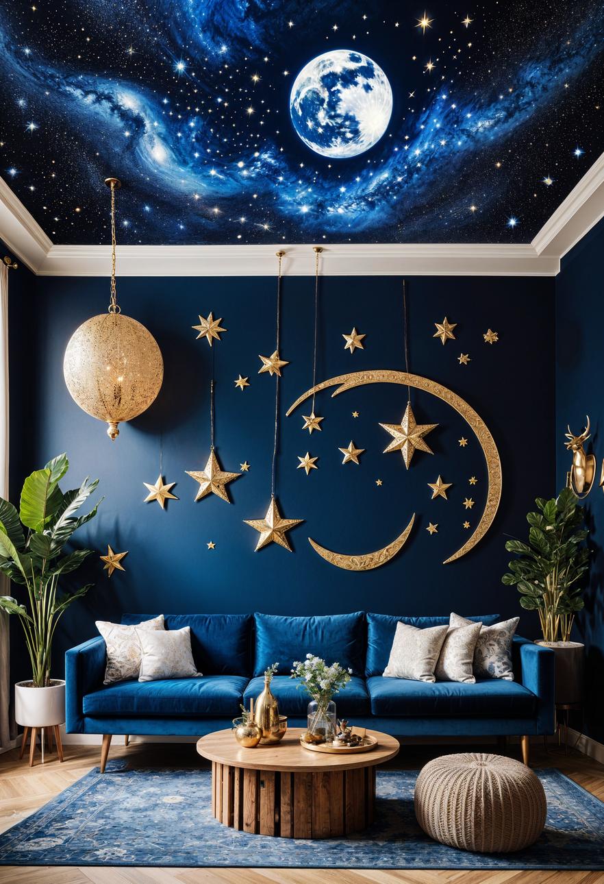 35 Gorgeous Dark Boho Living Room Inspirations 23 15. Celestial Boho Living Room-0