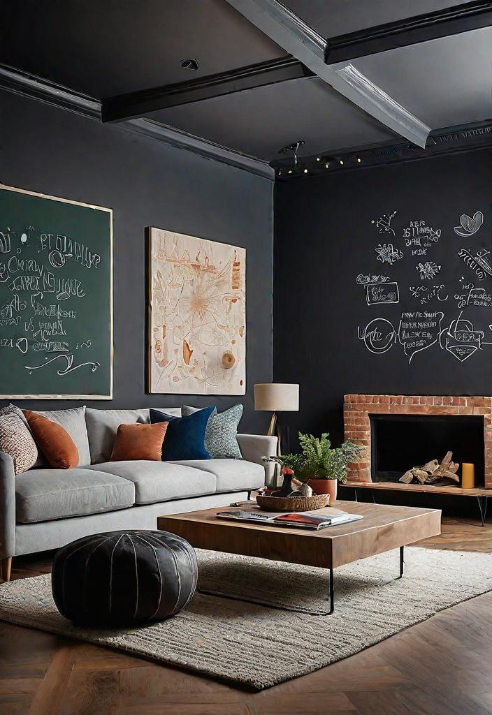 40 Breathtaking accent walls in living room Ideas 12 9. Chalkboard Living Room Interaction-0