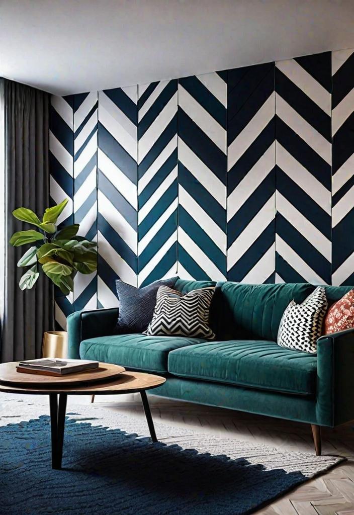 40 Breathtaking accent walls in living room Ideas 19 16. Chevron Accent Wall-0