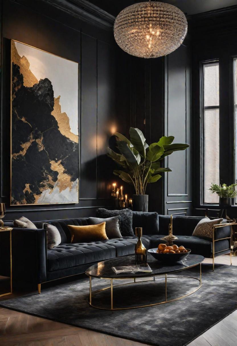 37 Cozy Contemporary Living Room Ideas: Modern Elegance 27 25. Chic Black Living Room Inspiration-0