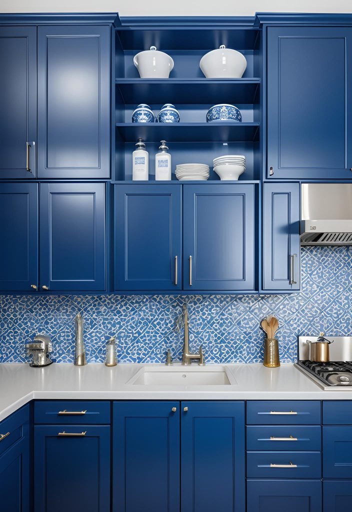 39 Trendy Blue Kitchen Cabinet Ideas: with Cool, Sophisticated Vibes 19 14. Chic Blue Kitchen Cabinets Section-0