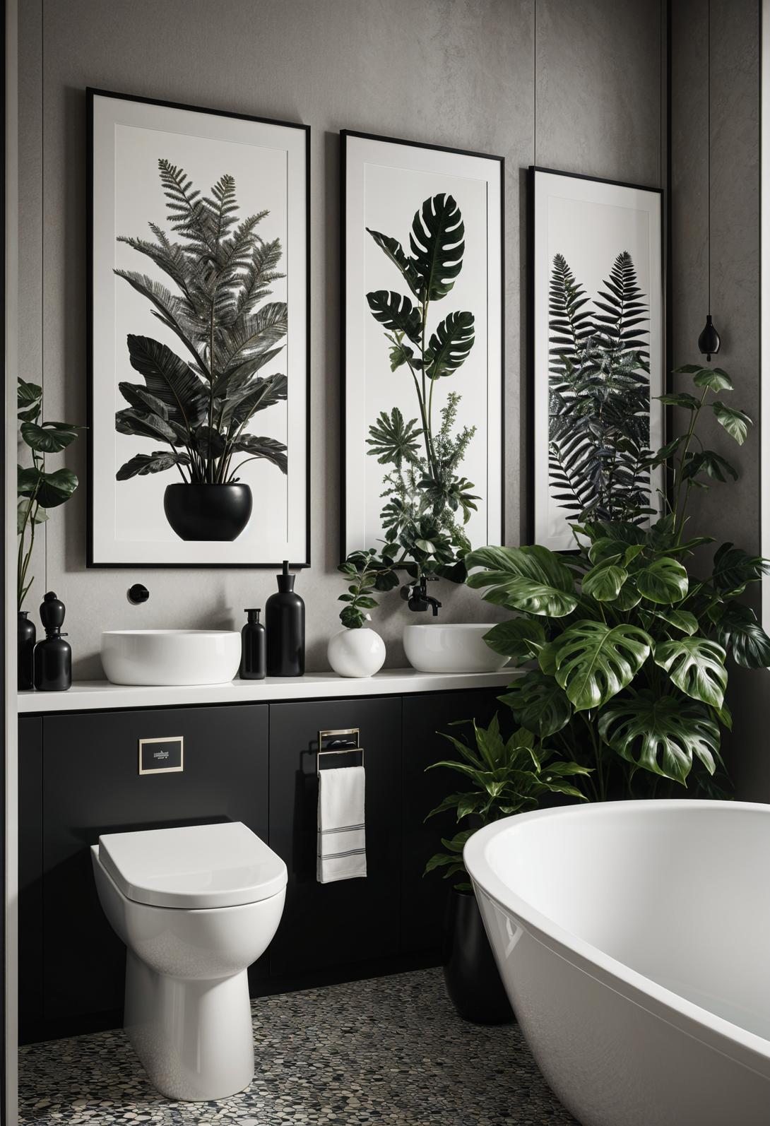 19 breathtaking black and white bathroom designs that inspire 21 16. Chic Botanical Monochrome Decor-0
