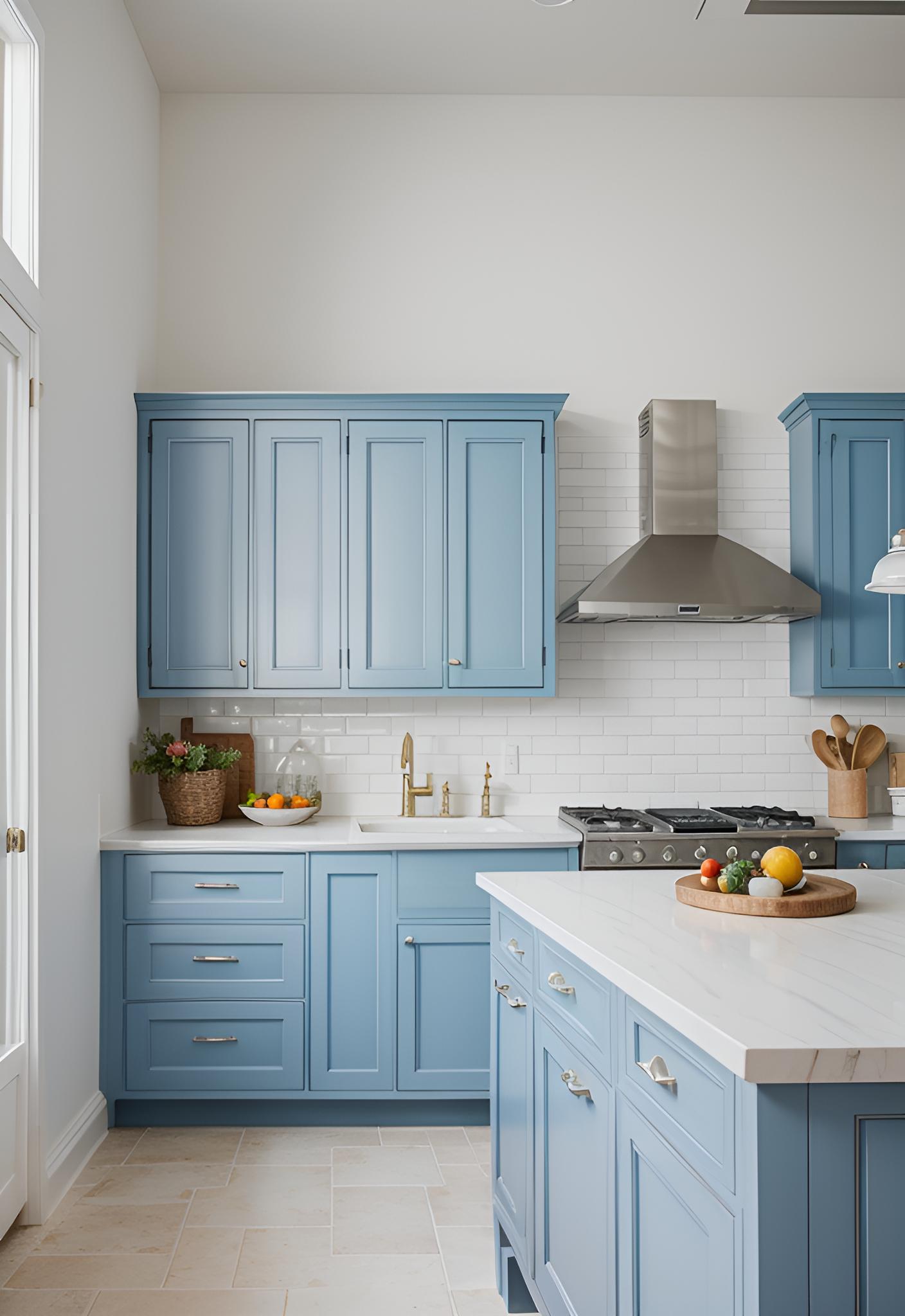 39 Trendy Blue Kitchen Cabinet Ideas: with Cool, Sophisticated Vibes 28 21. Chic Capri Blue Kitchen Design-0