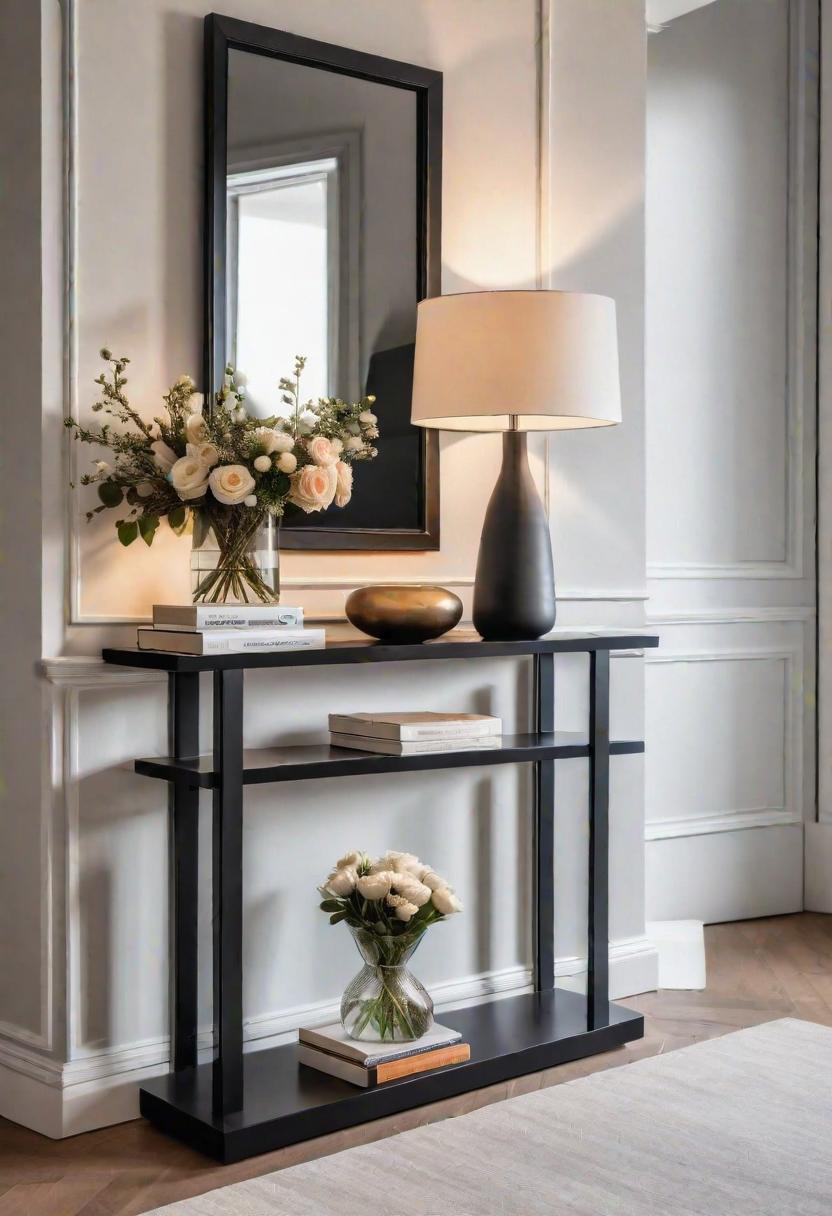 39 Chic Small Entrance Hall Ideas: Creative Solutions for Welcoming Spaces 5 3. Chic Console Table Styling Ideas-0