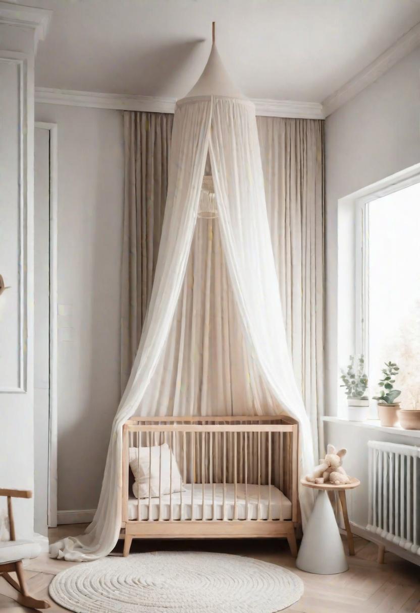37 Sleek Minimalist Nursery Ideas: Modern, Serene Designs 26 22. Chic Crib Canopy Idea-0