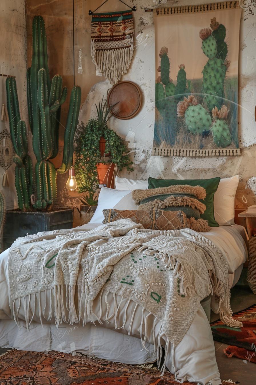 29 wunderschöne neutrale Boho -Schlafzimmer: verträumte und entspannende Räume 38 17. Chic Desert Boho Schlafzimmer Vibes-2