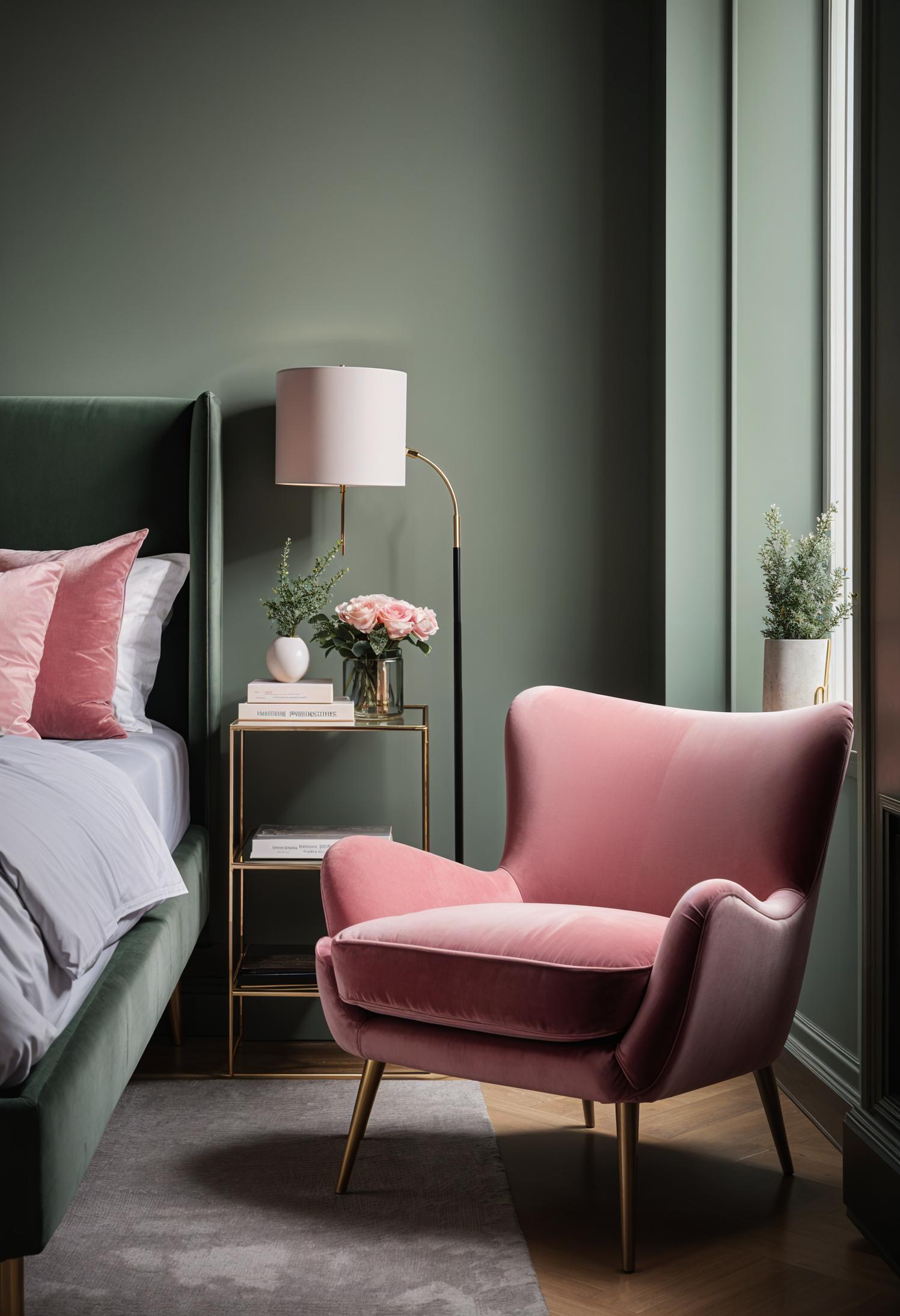 31 Chic Sage Green and Pink Bedroom Inspirations 19 11. Chic Green & Pink Nook-0