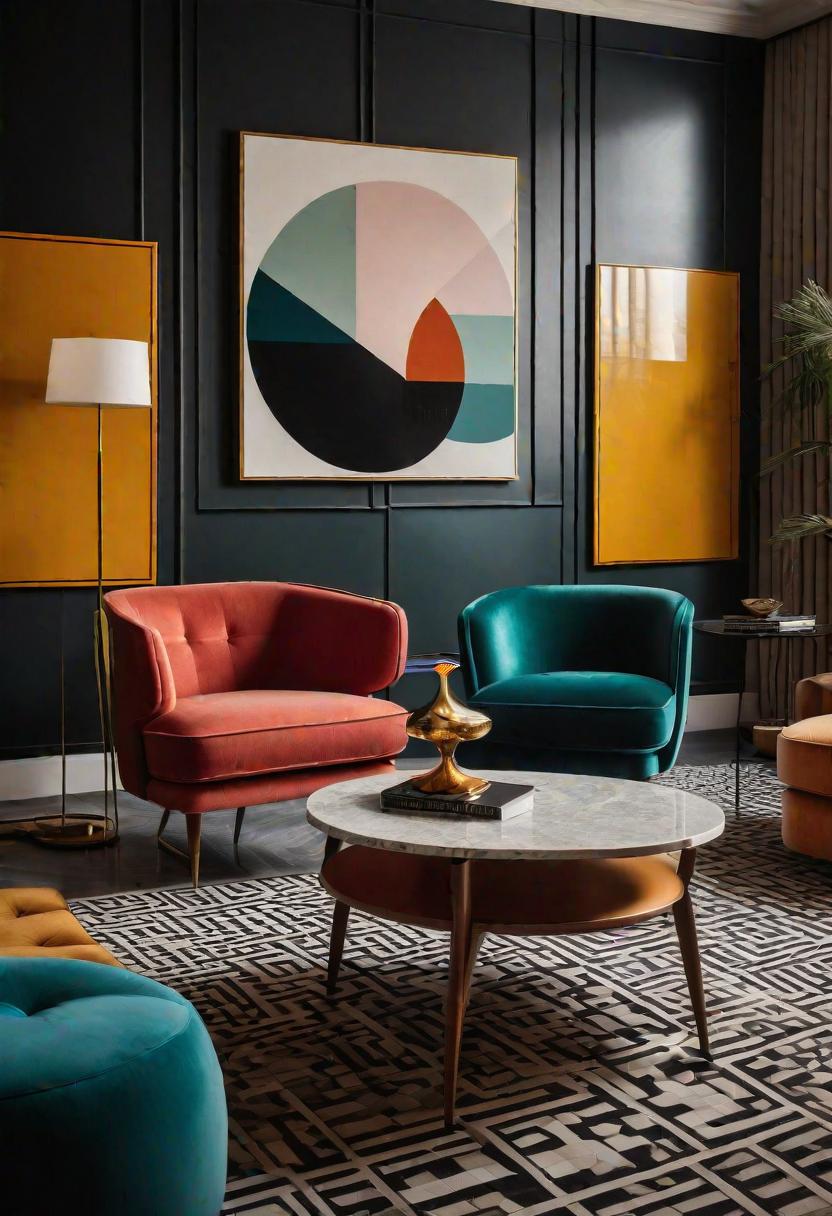 43 Modern Living Room Inspirations: Chic, Spacious, and Vibrant 9 7. Chic Mid-Century Living Room-0