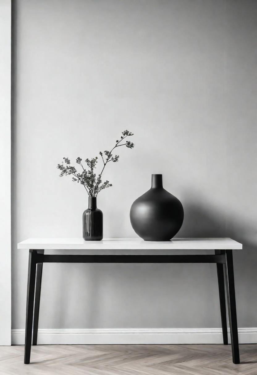 27 atemberaubende Eingangstischdekor -Ideen, um Ihren Eingangseingang zu erhöhen 25 15. Chic monochrome Eingangsdekor-0