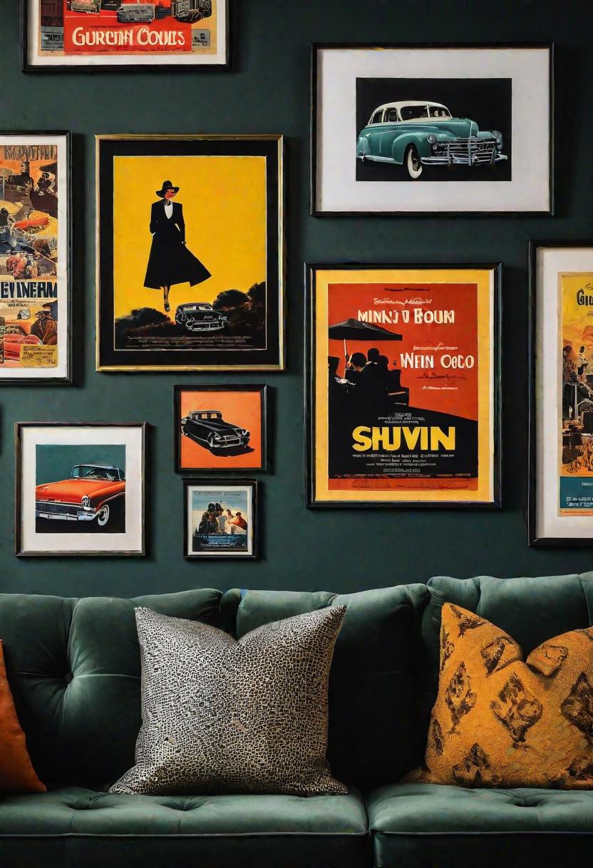 29 Kreativ über den Couch Decor -Ideen, um Ihr Wohnzimmer zu verwandeln 4 2. Chic Movie Poster Display-0
