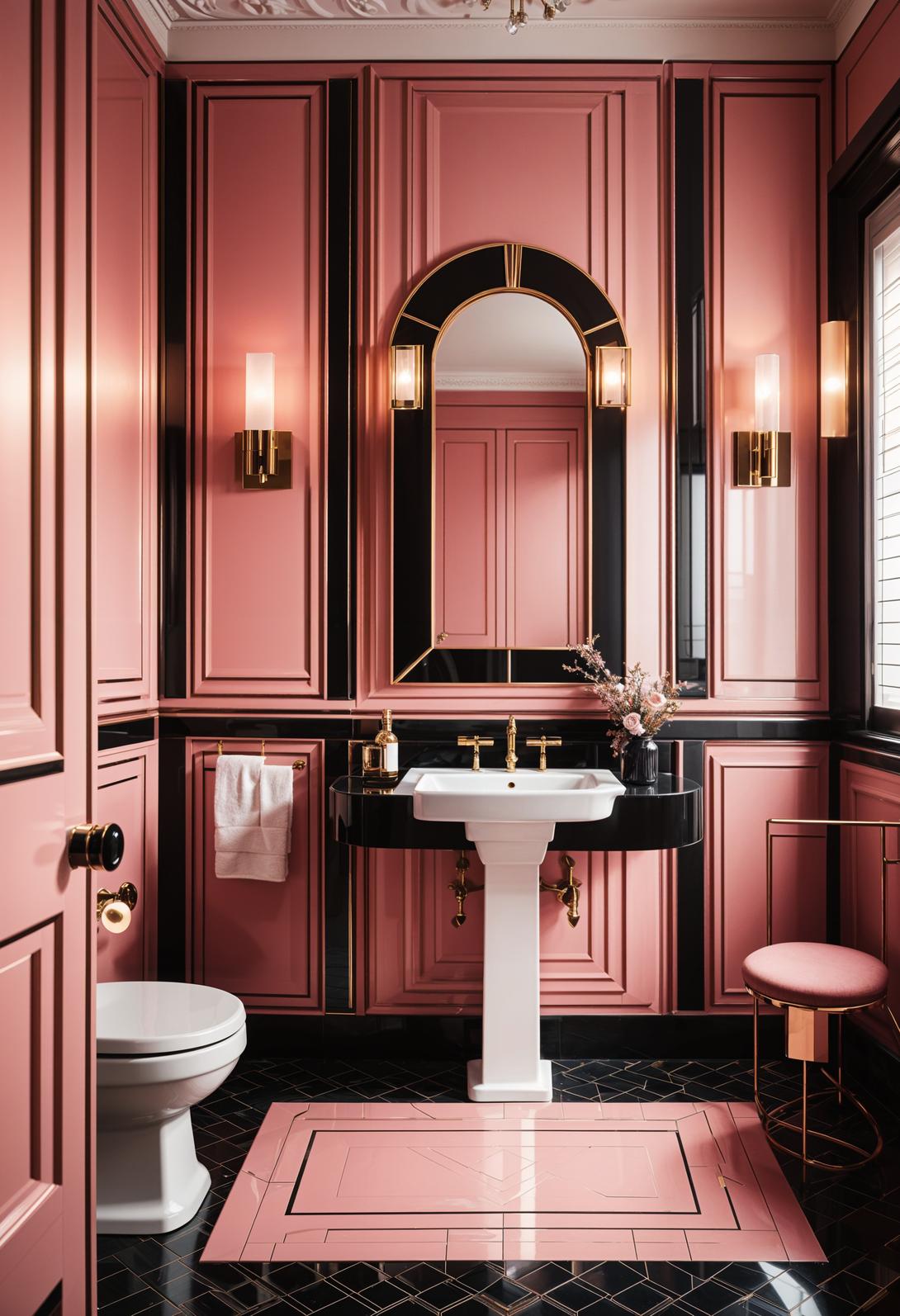 22 trendy pink bathroom designs to copy 12 7. Chic Pink & Black Bathroom-1