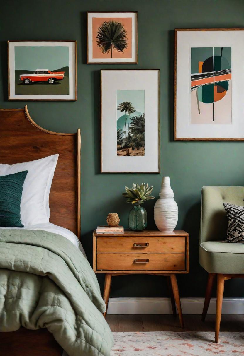 39 Sage Green Farmhouse Bedroom Ideas: Trendy Rustic Chic 39 24. Chic Retro Sage Green Bedroom-0