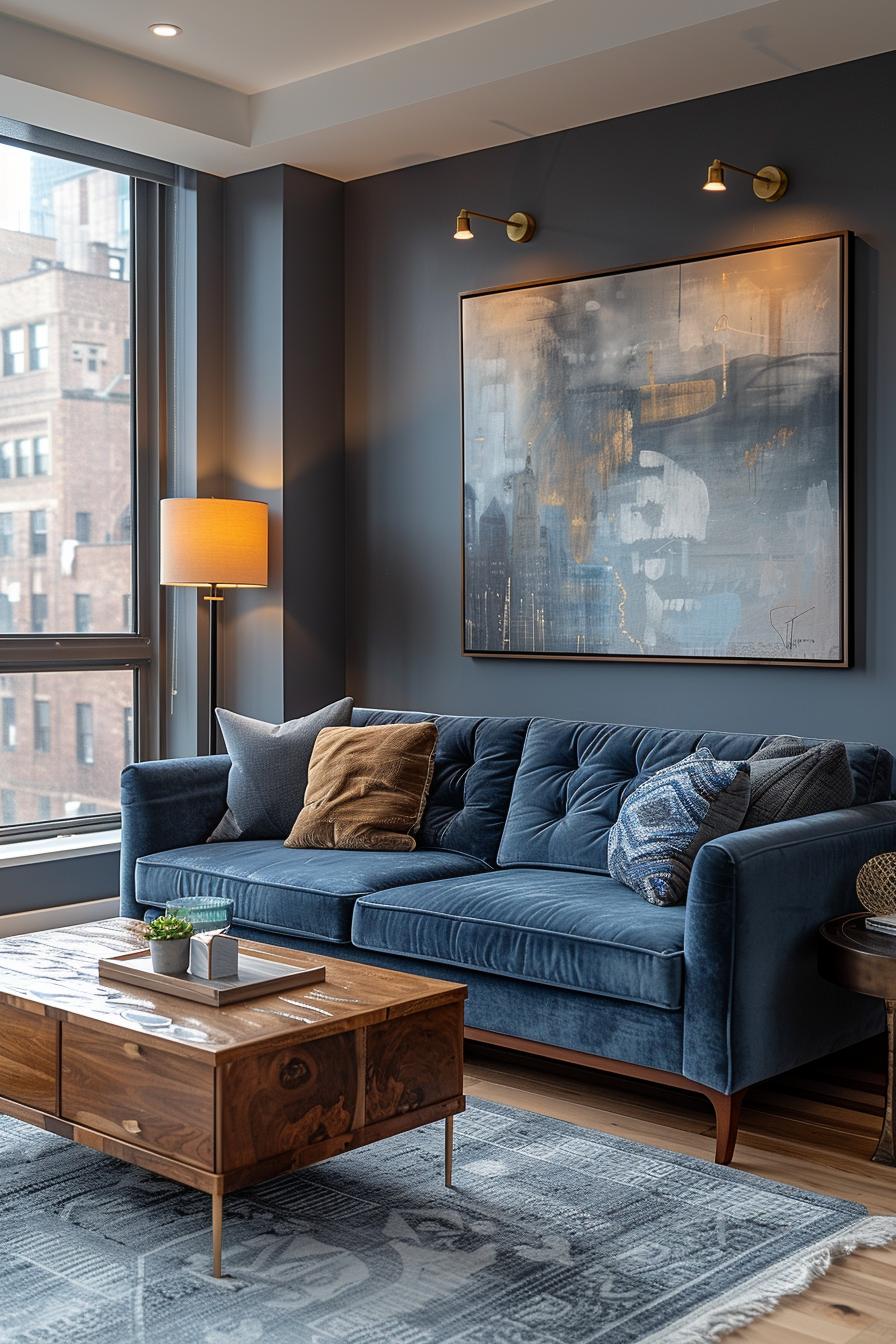 21 Cozy middle of the century modern living room ideas 42 14. Chic Statement Wall Art Display-0