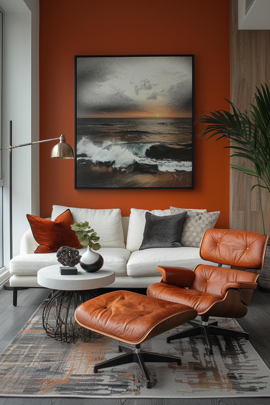 21 Cozy middle of the century modern living room ideas 44 14. Chic Statement Wall Art Display-2