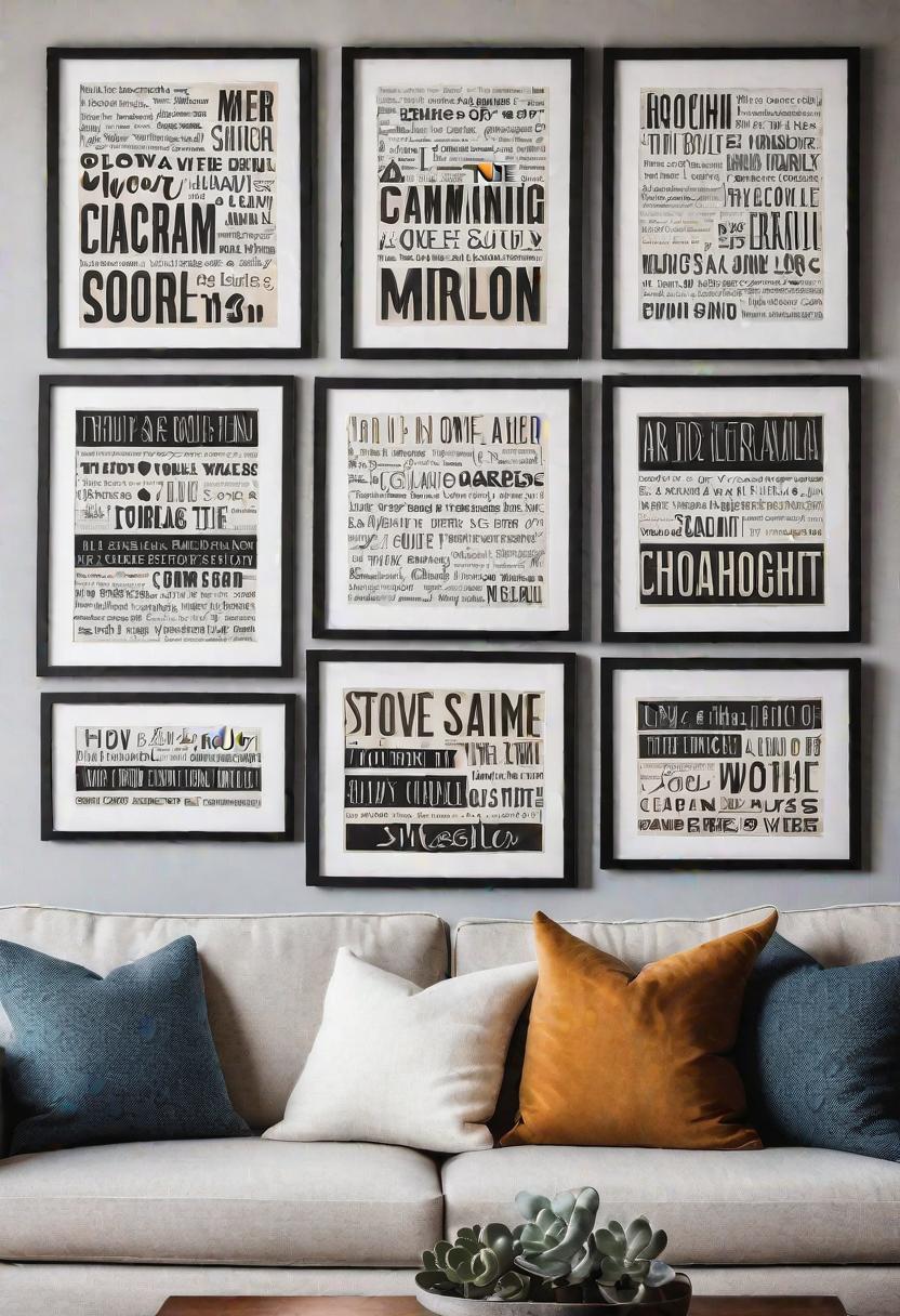 29 Kreativ über den Couch Decor -Ideen, um Ihr Wohnzimmer zu verwandeln 31 28. Chic typografisches Zitatdrucke-0