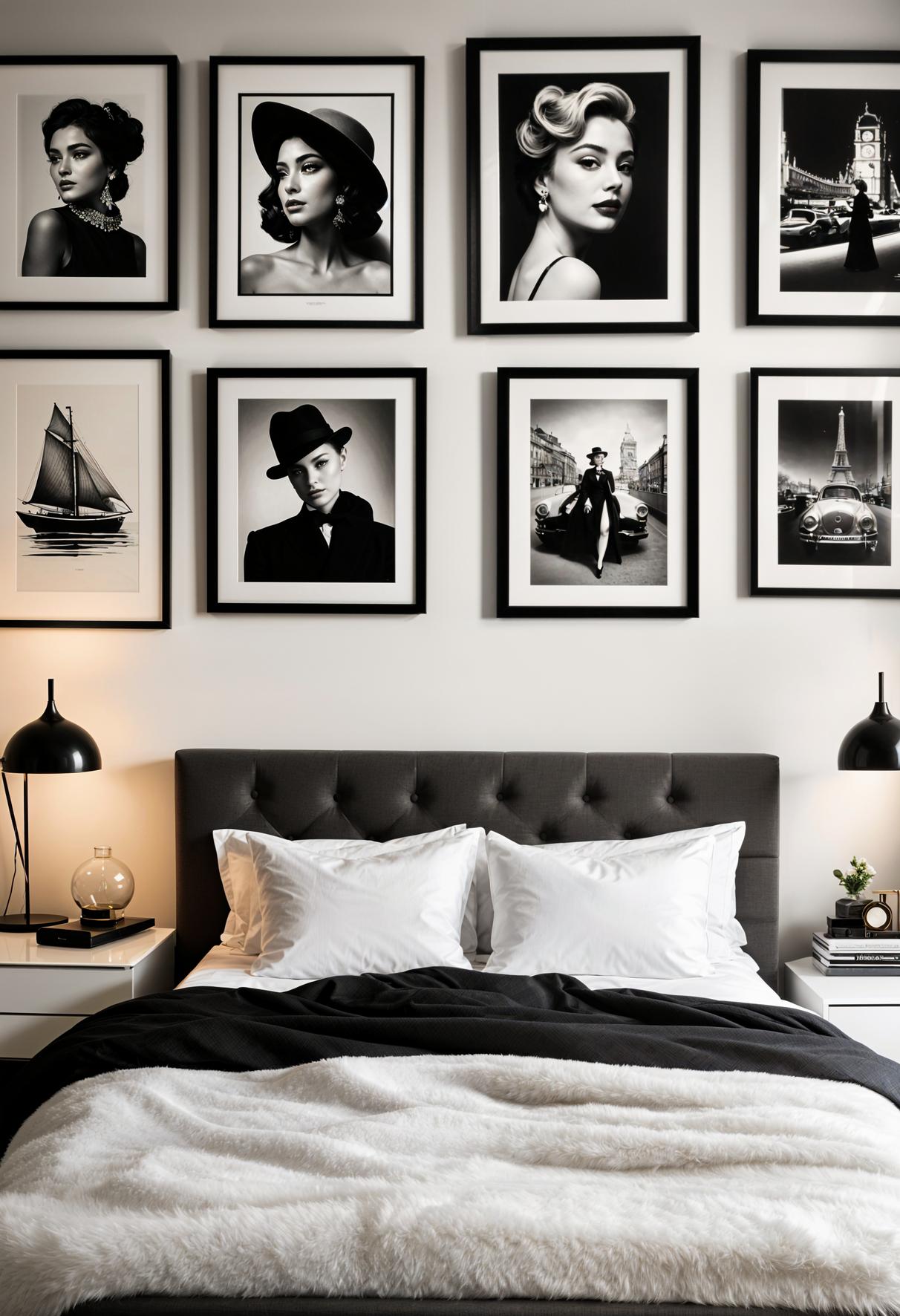 39 Dreamy Bedroom Decor Ideas (New) 6 4. Chic Vintage Fashion Gallery Wall-0