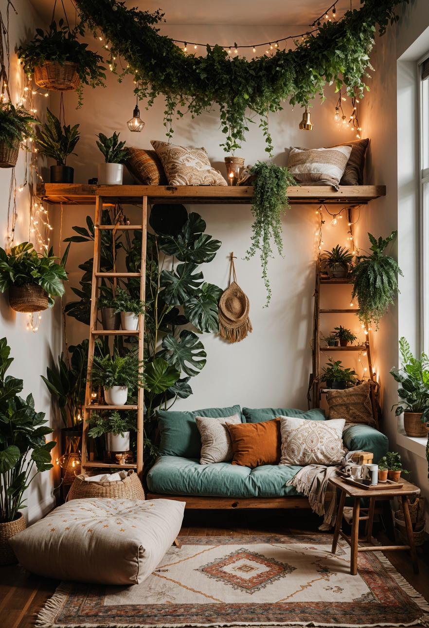 45 Chic & Modern Boho Living Room Ideas To Copy 16 5. Chic loft oasis for bohemian-2