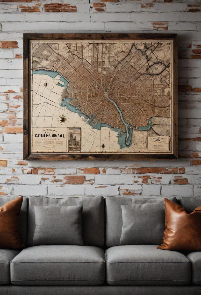 29 Kreativ über den Couch Decor -Ideen, um Ihr Wohnzimmer zu verwandeln 22 20. Stadtkartenwand Art-0