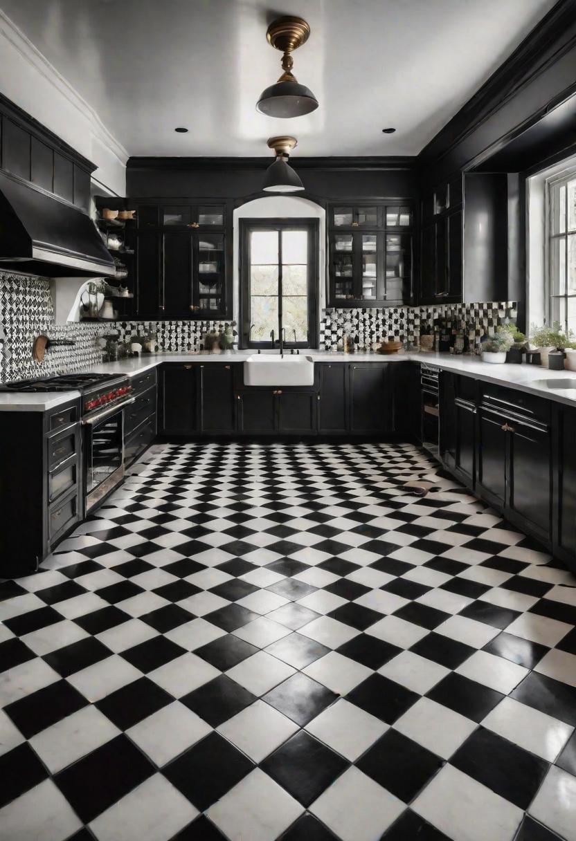 43 Aesthetic Kitchen Ideas to Transform Your Space 15 13. Classic Checkerboard Kitchen Flooring-0