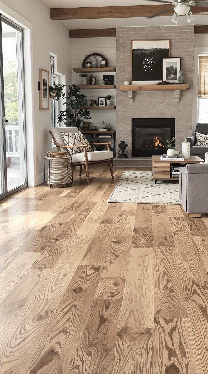 23 Best modern farmhouse living room ideas to inspire you 56 18. Classic farm hard wood floors in wide board-2
