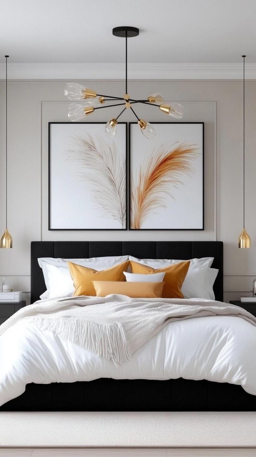 20 new minimalist bedroom ideas to inspire your 2025 refreshment 43 43 13. Classic trio: hang from a three-colored topic like white, black and a shot gold-0