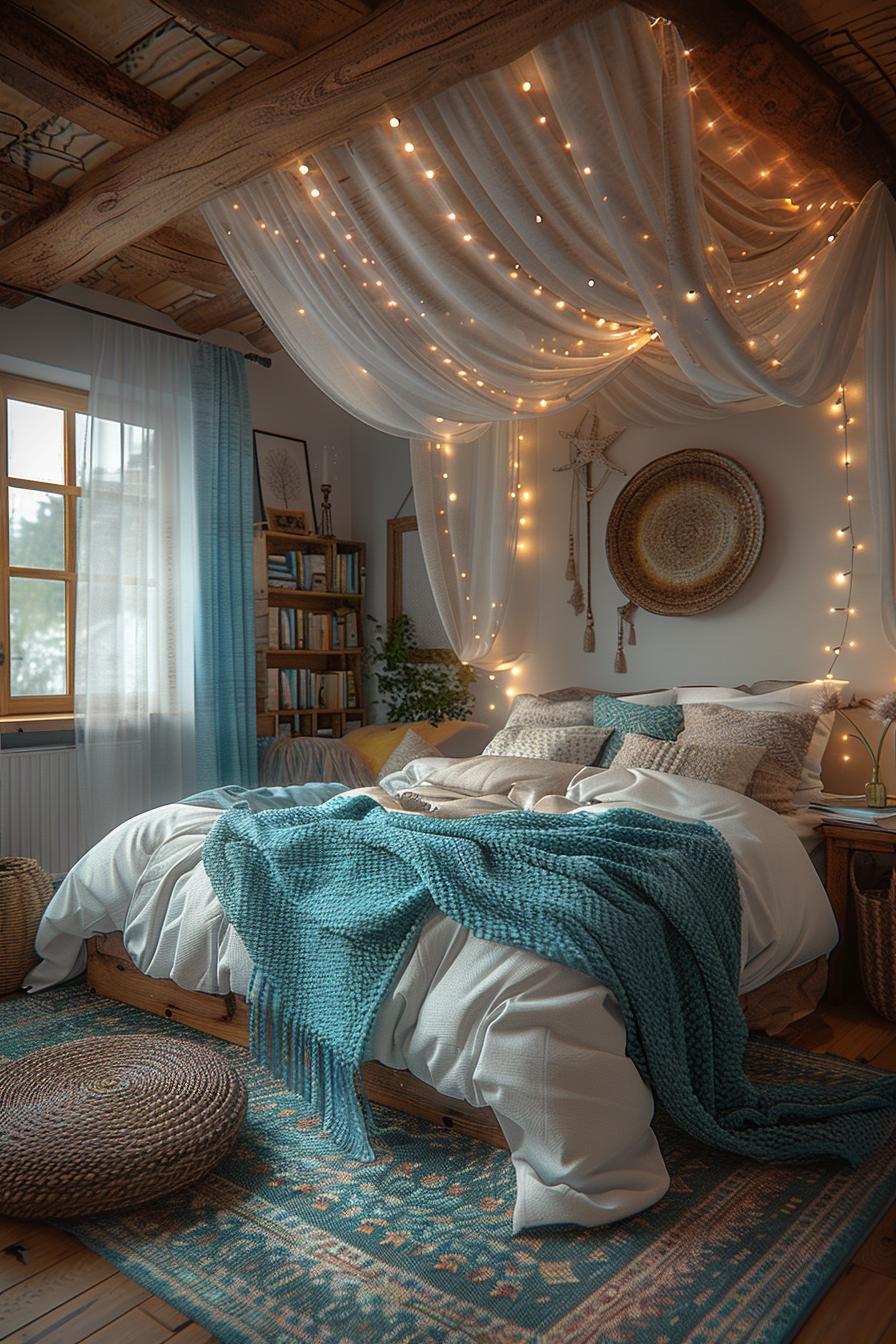 23 Trendy Boho Coastal Bedroom Ideas that you will love 16 6. Coastal Bedachin Bed DIY-0