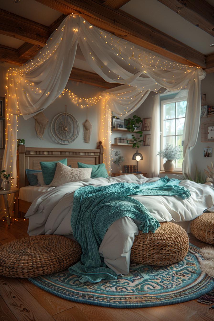 23 Trendy Boho Coastal Bedroom Ideas that you will love 17 6. Coastal Bedachin Bed DIY-1