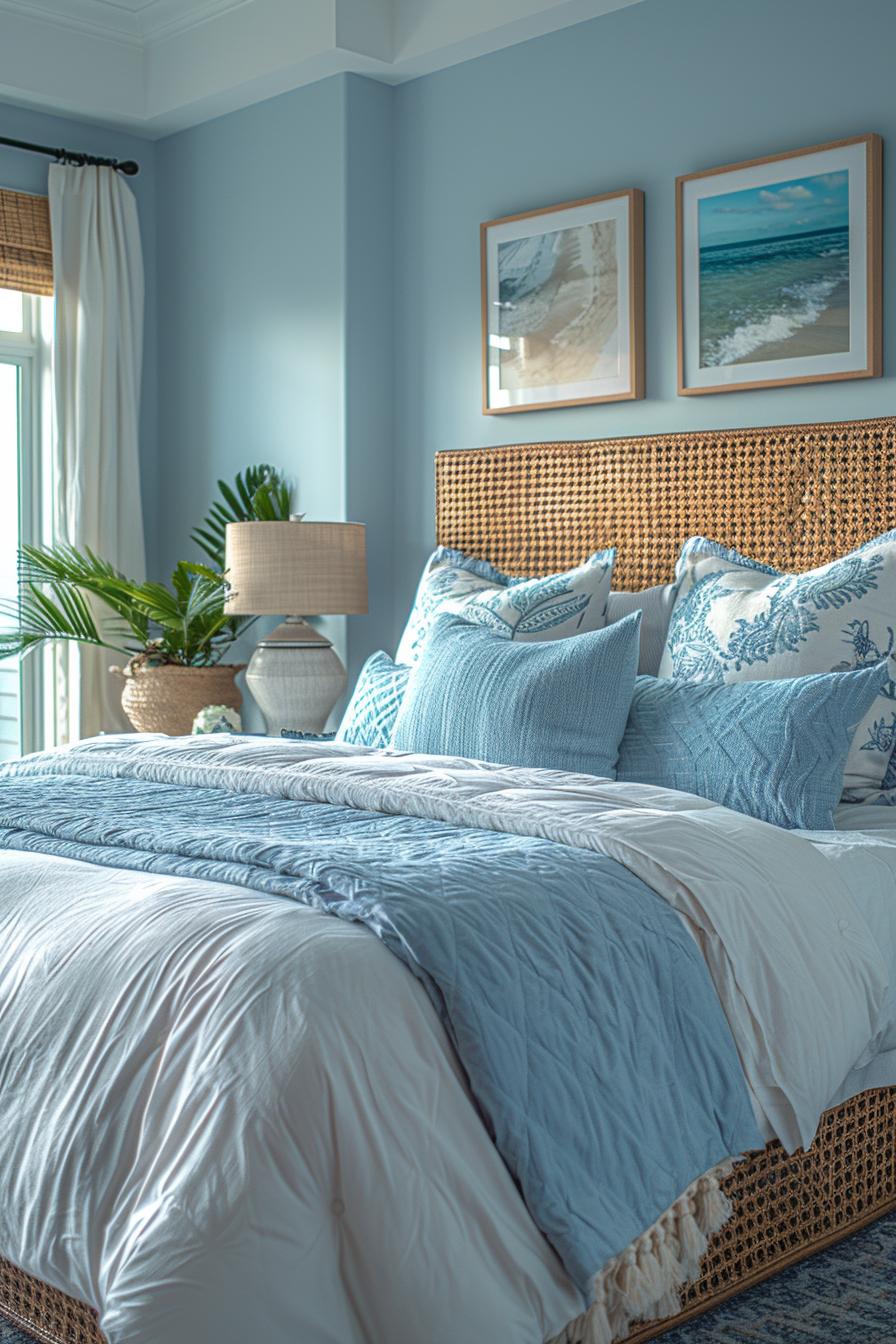 21 modern ideas for the coastal bedroom for a relaxing retreat 30 12. Coast magic: Wicker Headboard Oasis-0