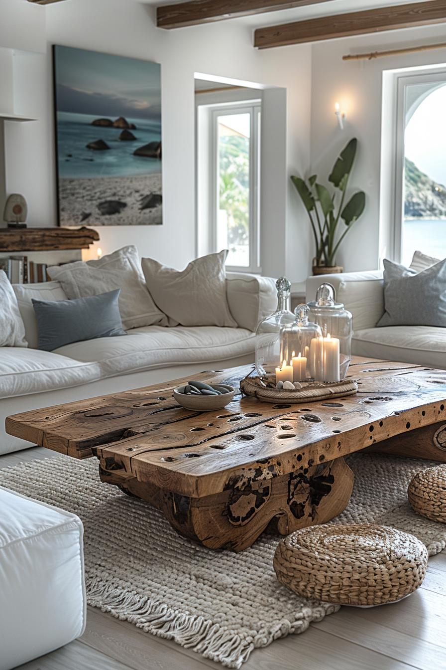 15 breathtaking Boho Coastal living room ideas for a beach house 24 8. Coastal Chic Couch table Designs-1