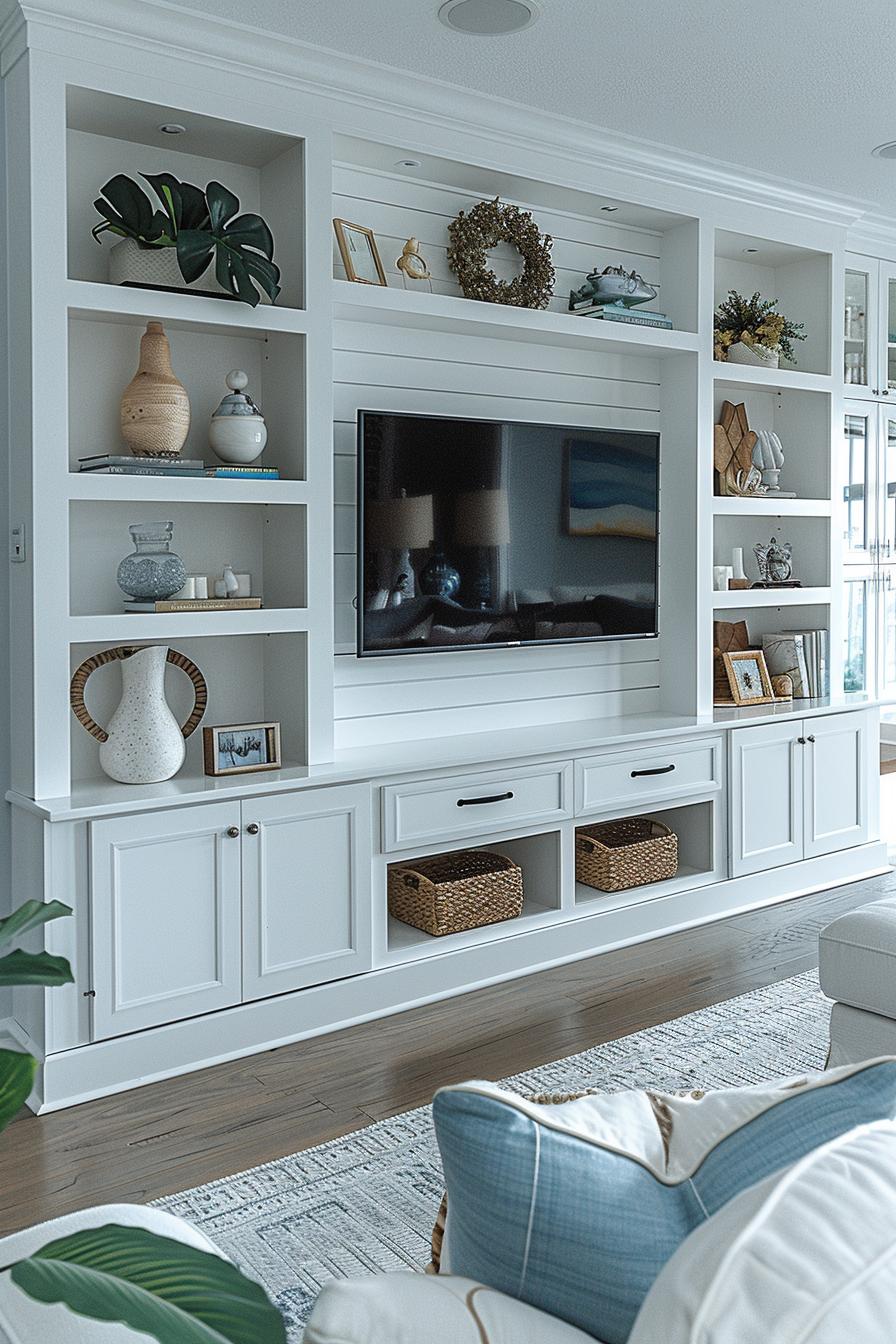 15 aesthetic modern coasts living room ideas 24 9. Coastal Chic Storage Solution