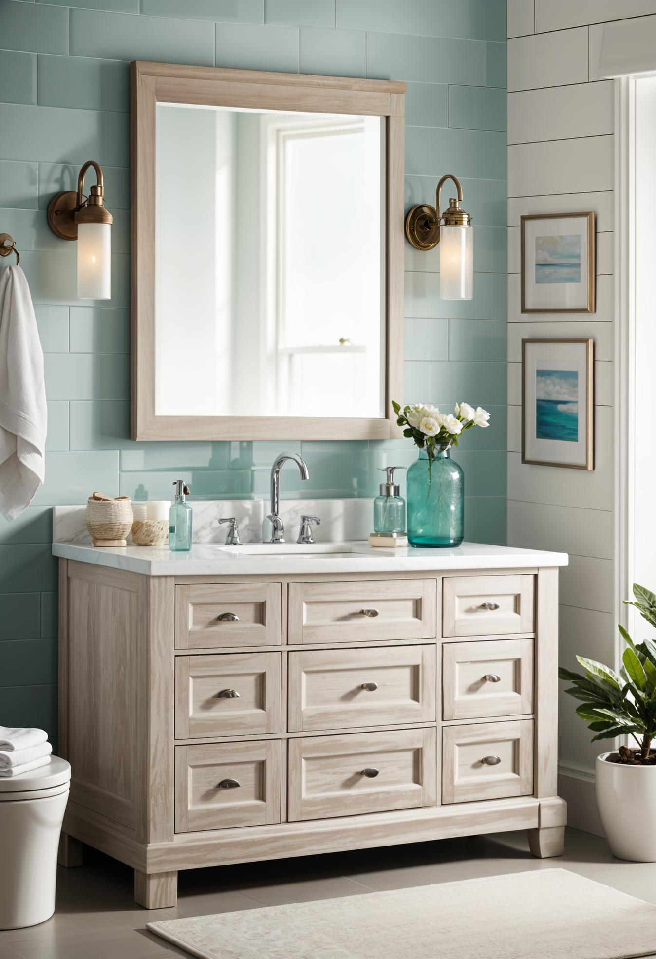 15 beautiful bathroom designs to improve your room 14 5. Coastal Chic Vanity Inspiration-1
