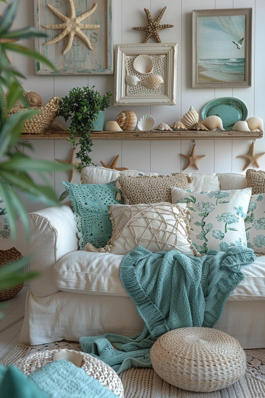 15 breathtaking boho coastal living room ideas for a beach house 10 10 3 .. Coastal DIY picture frame Inspiration-1